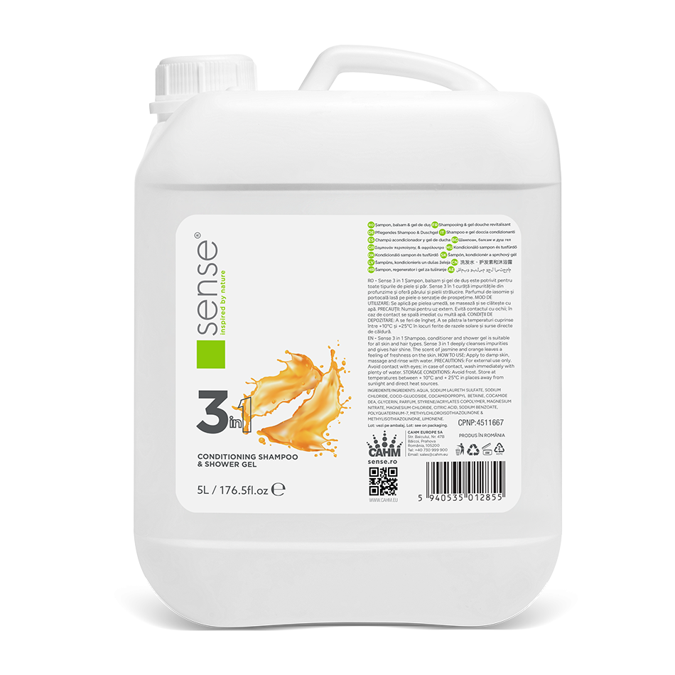 Sense 3 In 1 Sampon, Balsam Si Gel De Dus 5L