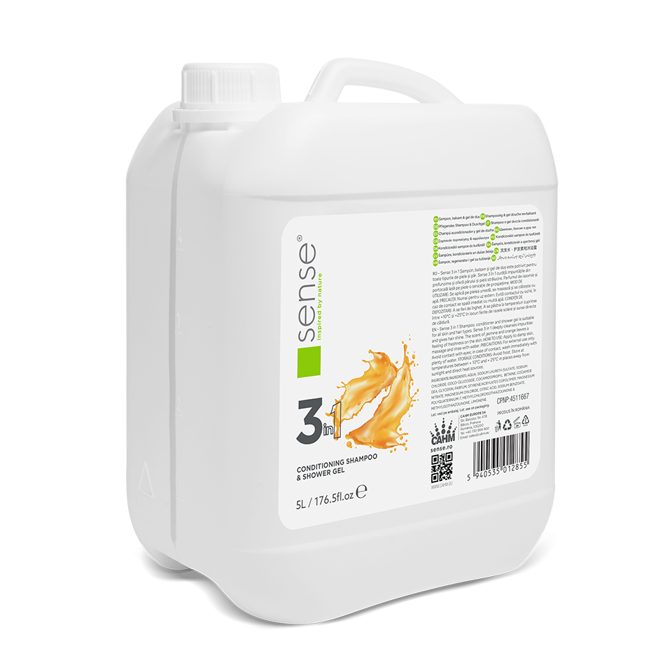 Sense 3 In 1 Sampon, Balsam Si Gel De Dus 5L