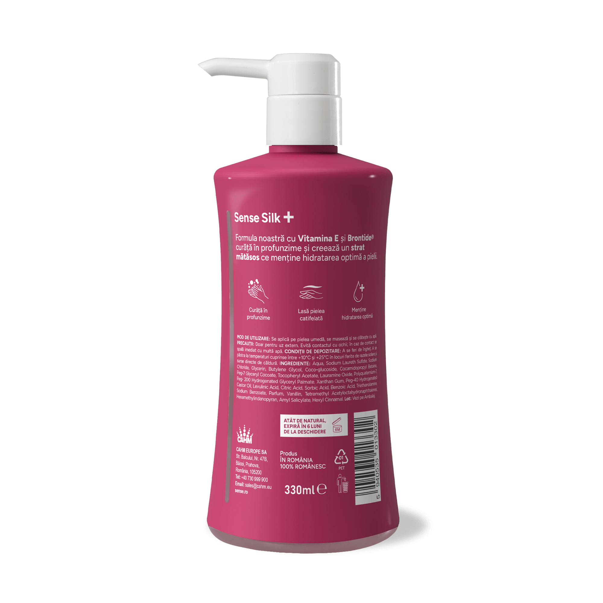 Sapun Lichid Gel, SenseSilk+, Hibiscus & Fructe Salbatice, 330ml – SENSE