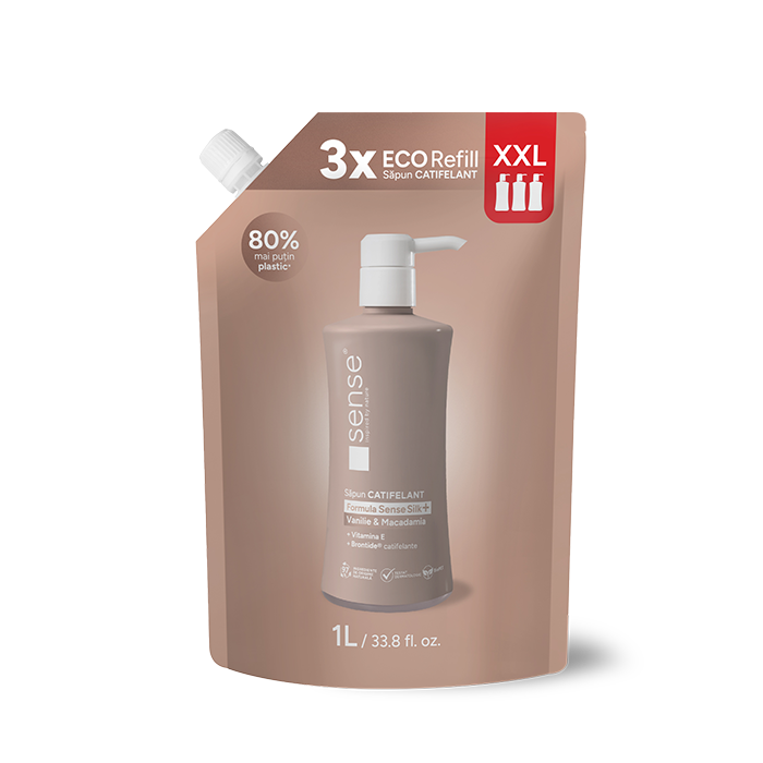 Rezerva Sapun Lichid Gel, SenseSilk+, Vanilie & Macadamia, 1L – SENSE