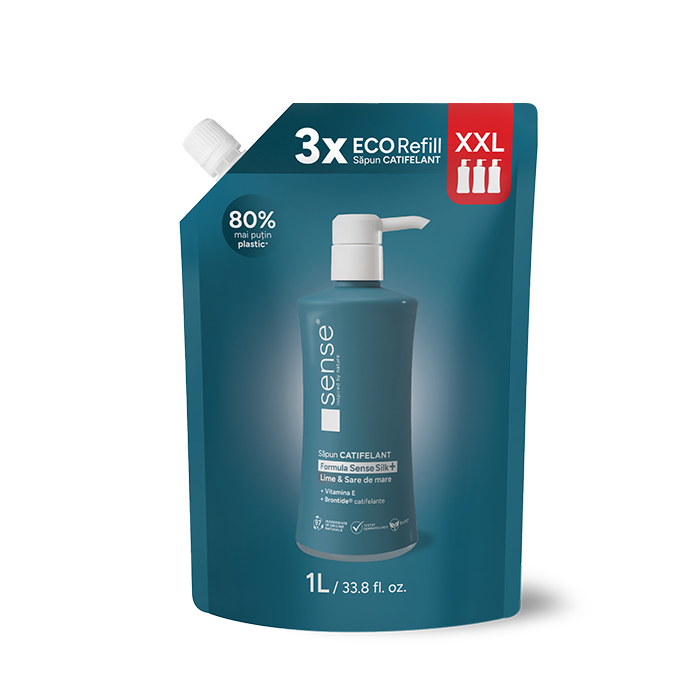 Rezerva Sapun Lichid Gel, SenseSilk+, Lime & Sare de Mare, 1L– SENSE