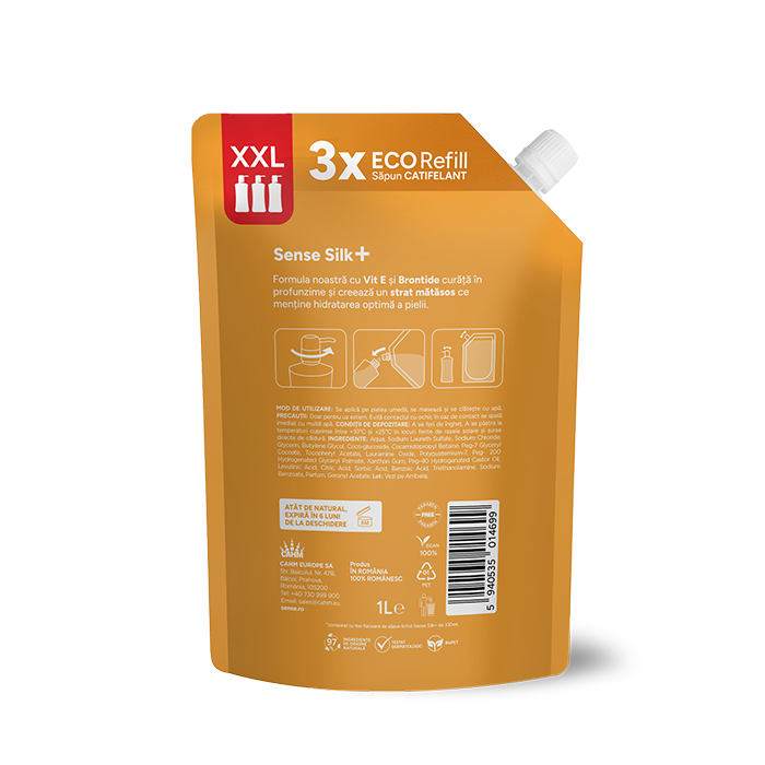 Rezerva Sapun Lichid Gel, SenseSilk+, Pere Coapte, 1L– SENSE