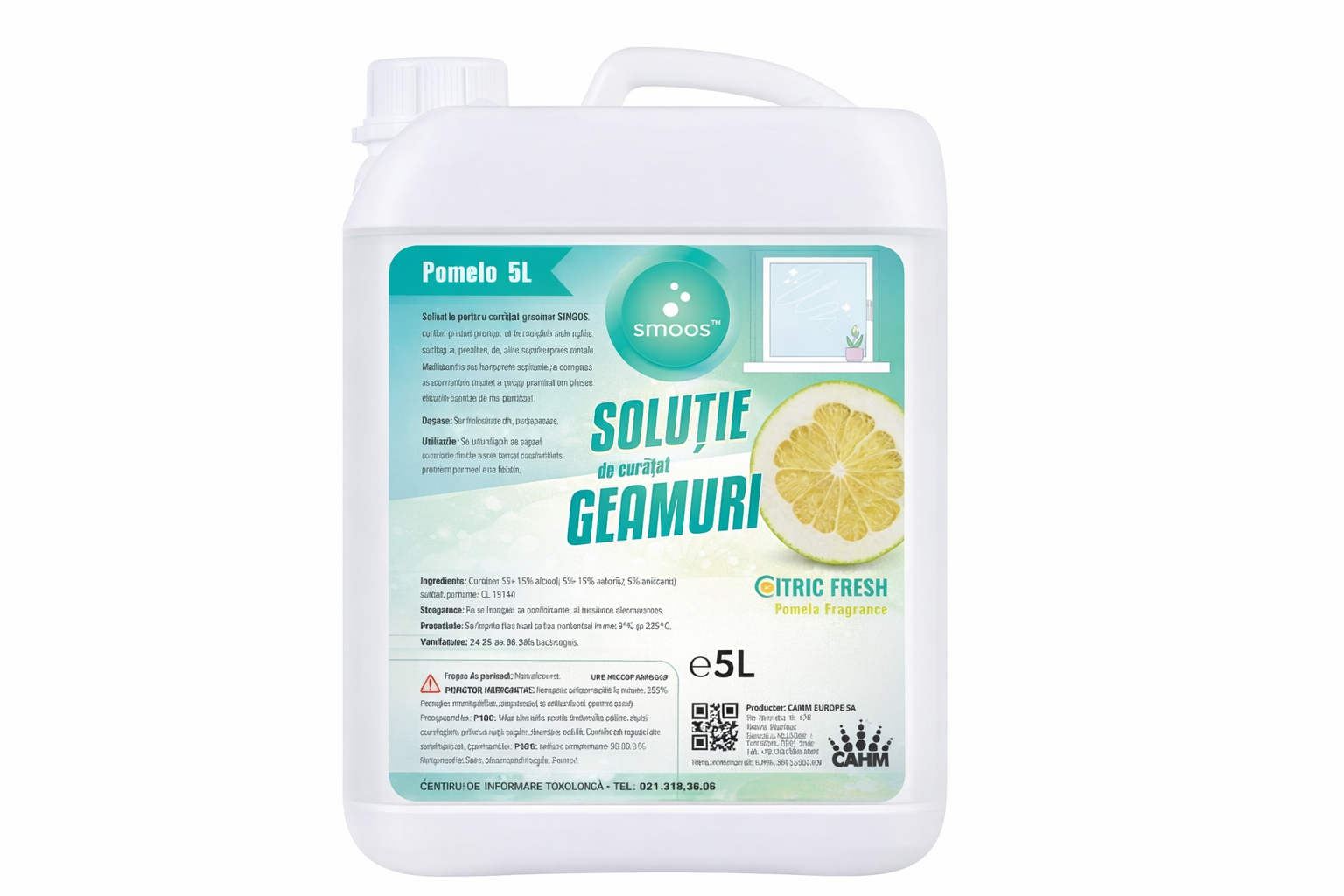 Solutie de curatat geamuri 5L, SMOOS Pomelo