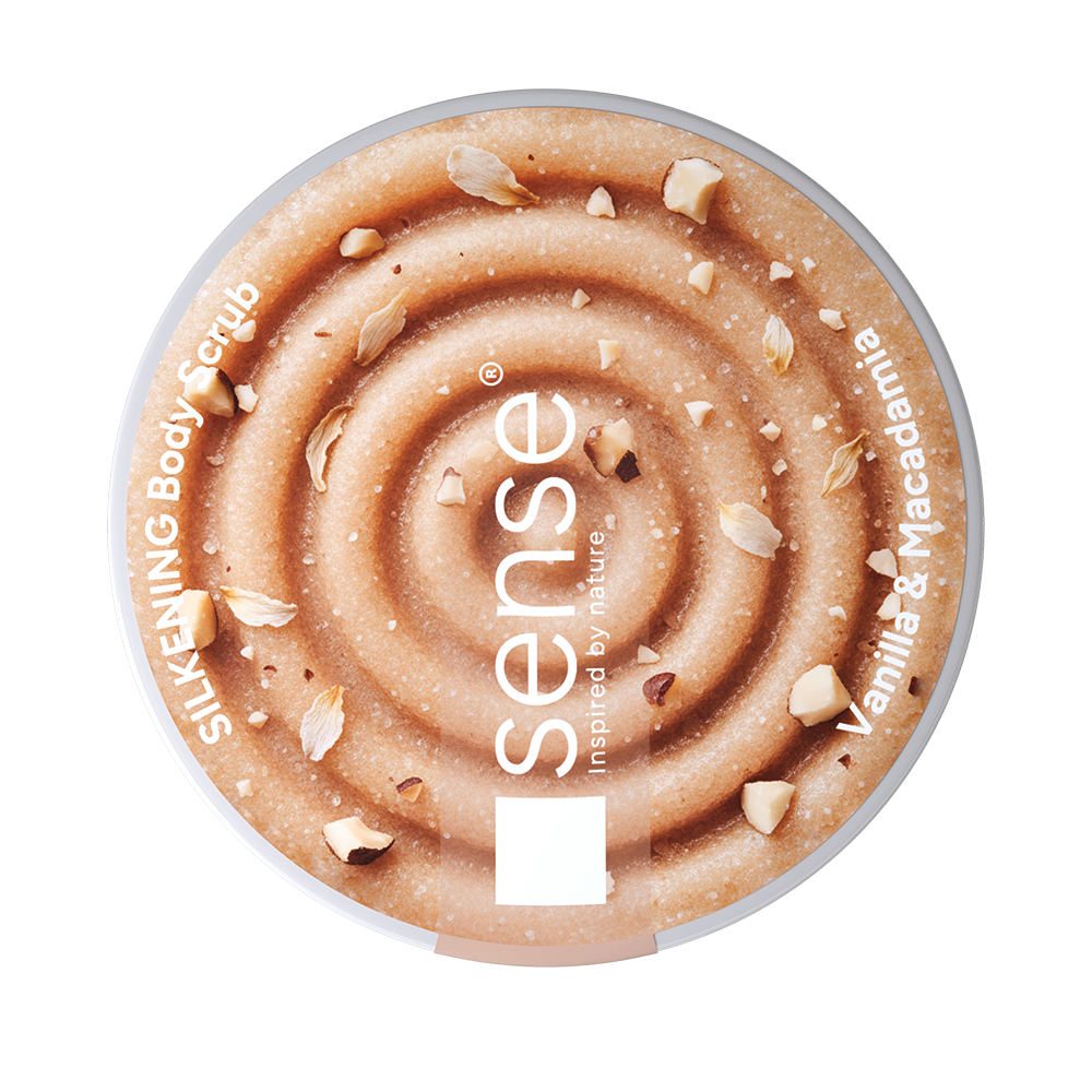 Exfoliant de corp, SugarSilk+, Vanilie & Macadamia, 200ml – SENSE