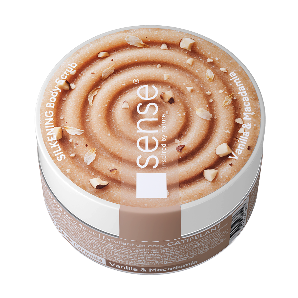 Exfoliant de corp, SugarSilk+, Vanilie & Macadamia, 200ml – SENSE