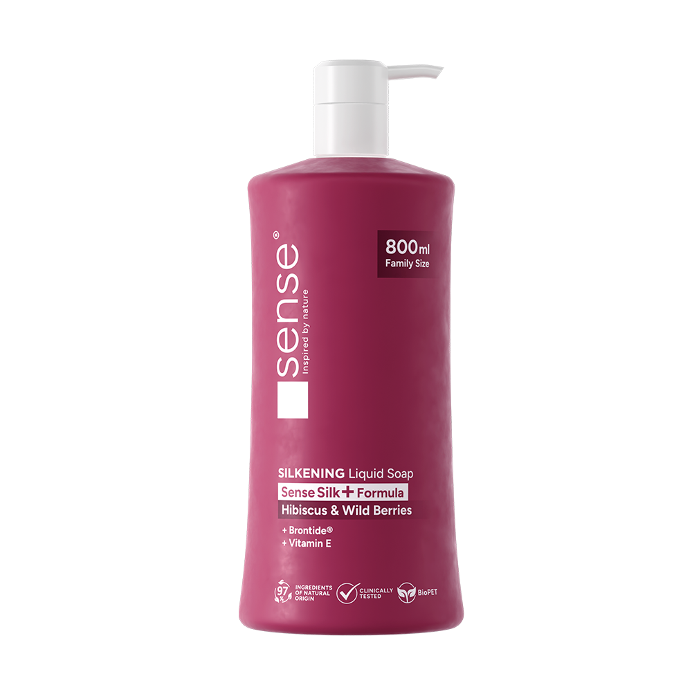 Sapun Lichid Gel, SenseSilk+, Hibiscus & Fructe Salbatice, 800ml – SENSE