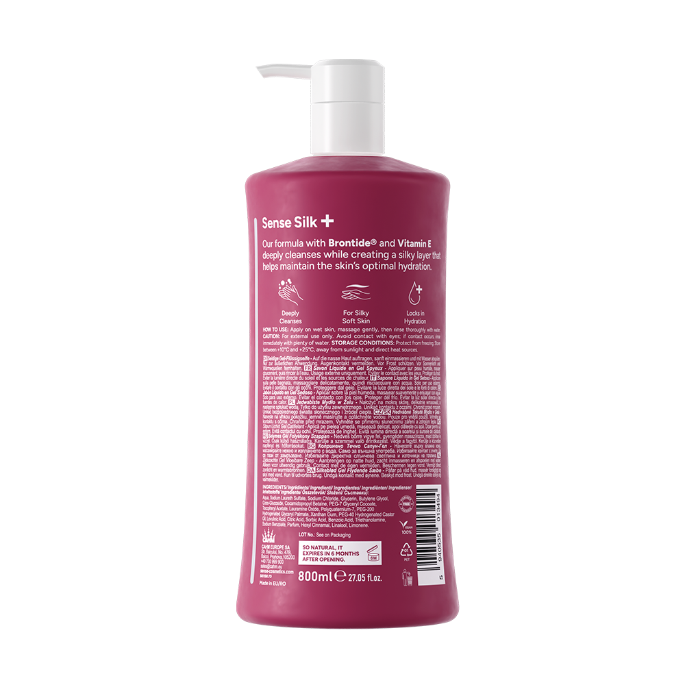 Sapun Lichid Gel, SenseSilk+, Hibiscus & Fructe Salbatice, 800ml – SENSE