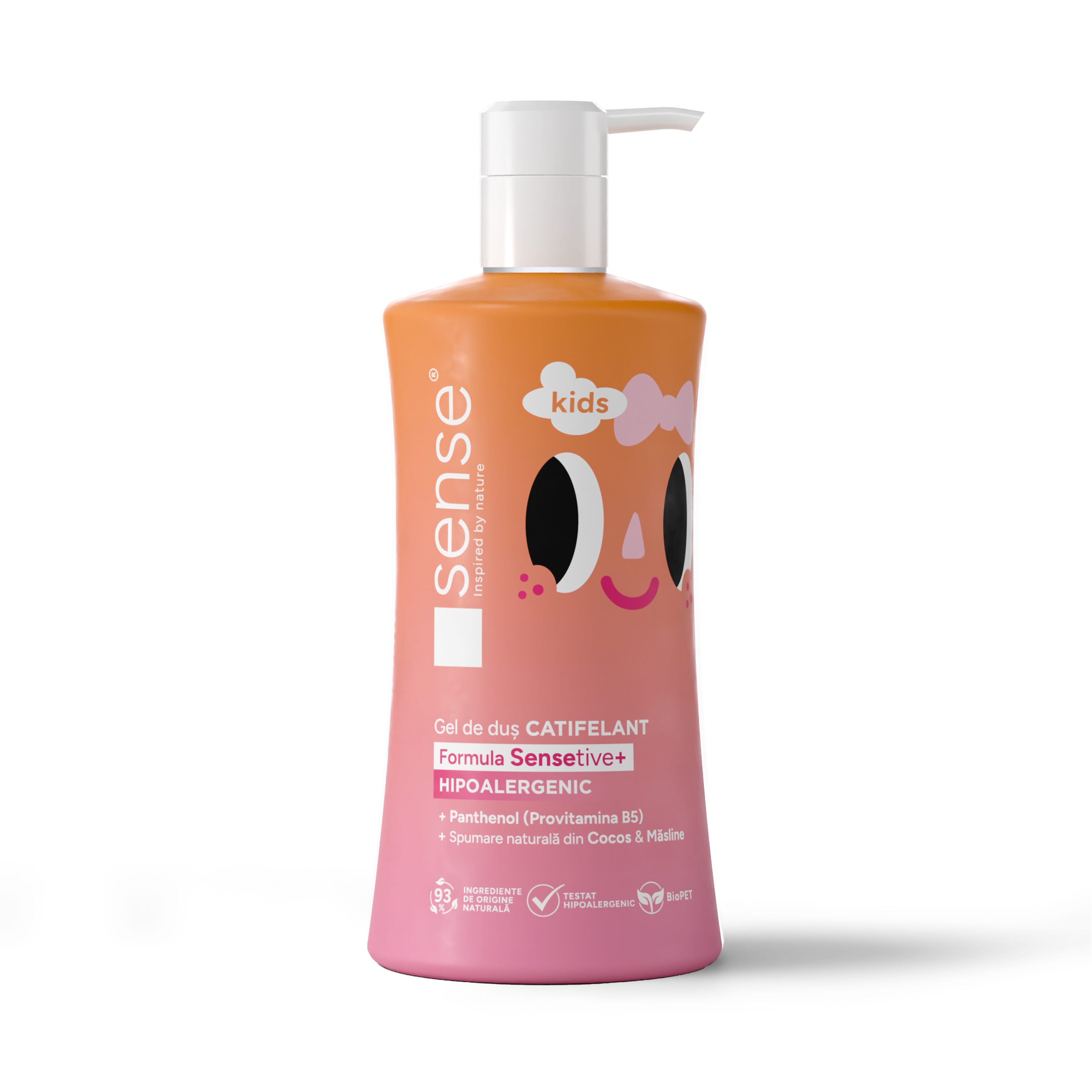 Gel de Dus Sensetiv+, Roz, Copii, Hipoalergenic, 330ml – SENSE KIDS